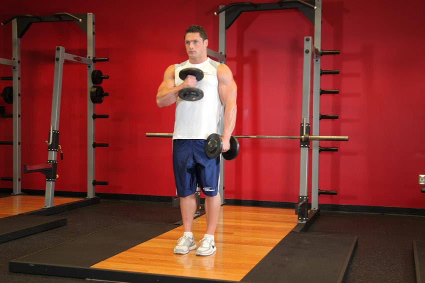 Cross-body hammer curl, position 1