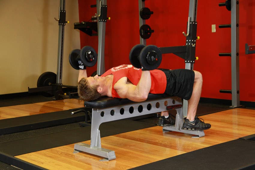 Dumbbell bench press, position 1