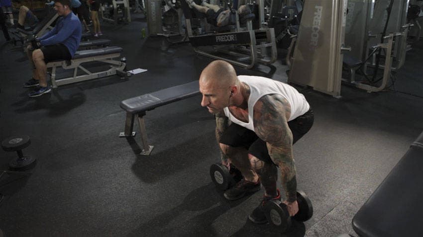 Dumbbell clean, position 1